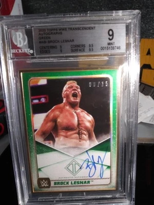 Brock Lesnar 2020 Topps Transcendent WWE Autograph Auto Card Green 08/15 - Image 1 of 3