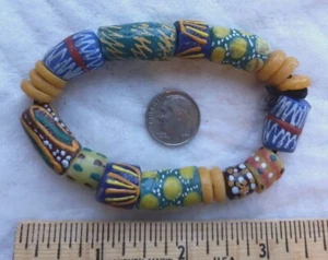 African Krobo Glass Bead Stretch 8"-10" Bracelet Ghana West Africa Multi-colored - Picture 1 of 5
