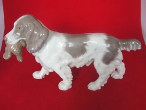 2061 VINTAGE BING GRONDAHL LARGE FIGURINE SPANIEL HUNTING DOG PHEASANT - Picture 1 of 6