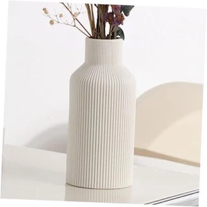 Ceramic Flower Vase, Minimalist Modern Home Decor, Small Pampas Grass White - Picture 1 of 7