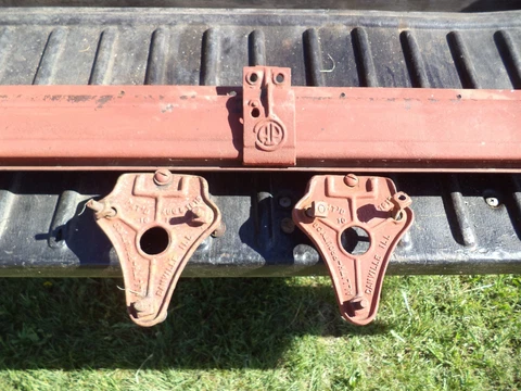 2 ANTIQUE ALLITH PROUTY CO. ORIGINAL BARN DOOR ROLLERS with 10 feet of track Cover