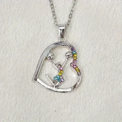 Collar de animadora corazón con joyas joyería deportes amor atlético fitness colgante Foto 1 de 4