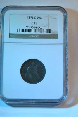 1875-S TWENTY CENT PIECE NGC CERTIFIED FINE--15 SUPERIOR KEY DATE COIN!!  #43 - Image 1 of 4