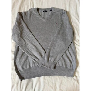 Gant Grey Cotton V-Neck Jumper Size L - Imagen 1 de 7