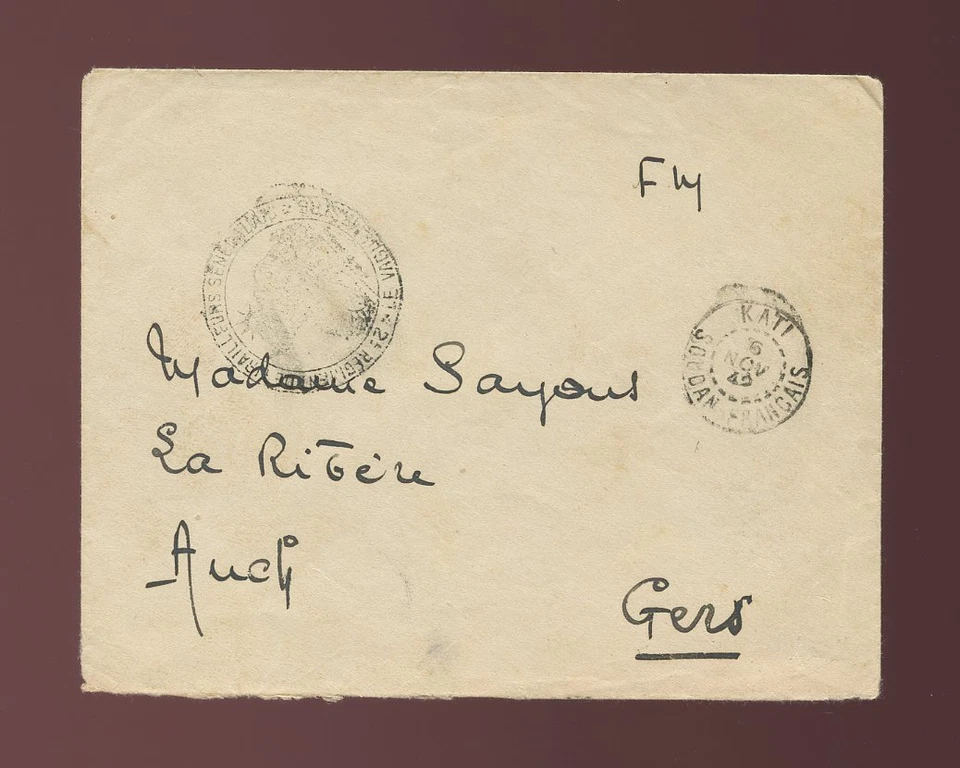 CORREO MILITAR FRANCÉS SAHARA CONCESIÓN FM 1942 KATI MALI Foto 1 de 1