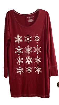 14/16 Cacique красный снежинка Sleepshirt хлопок Christmas Lane Брайант (дефект) новый - Изображение 1 из 4