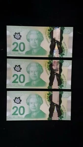 Set of Three  2012 NEW Sequential UNC Canadian Polymer $20 Banknotes - Picture 1 of 6