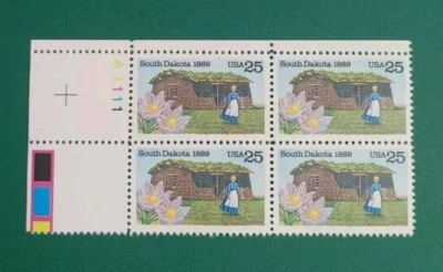 US Stamps Plate Block Scott #2416 25c South Dakota Statehood MNH. Free shipping! - Image 1 of 2