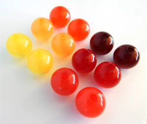 12 XL PolarisPerlen 16mm groß glänzend Farbmix Rot Orange Gelb Großlochperle - Bild 1 von 4