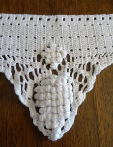 Cantonnière ancienne en coton crocheté - longueurs 62 cm, largeurs 16 cm - Picture 1 of 2