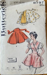 Vtg 50's Butterick 8797 Easy Circular Suspender Dainty APRON sewing pattern - Picture 1 of 2
