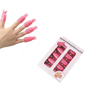 Nail Art Soak Off UV Gel Polish Remover Wrap Gelish Clip Cap 10 Pcs/Set Pink - Picture 1 of 4
