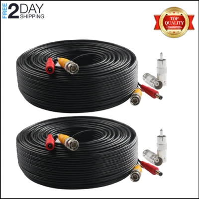 2PACK 150ft de cable BNC video Wire Cord camara de seguridad para CCTV DVR Negro