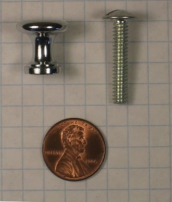  PERILLA DE GABINETE, LATÓN MACIZO, 5/8" DIÁMETRO, CROMADO PULIDO, 10-24 ROSCAS Foto 1 de 3