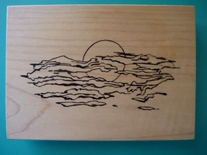 Sun/Moon Behind Clouds, Large VISUAL IMAGE PRINTERY (VIP) Rubber Stamp - Picture 1 of 2