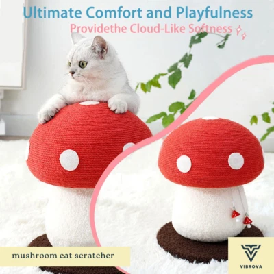 Mushroom Cat Scratcher | Whimsical Sisal Scratching Post for Playful Paws - Image 1 of 4