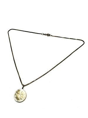 925er Silber Kette mit Münze Anhänger Schmuck antik vintage filigran Kleeblatt - Bild 1 von 4