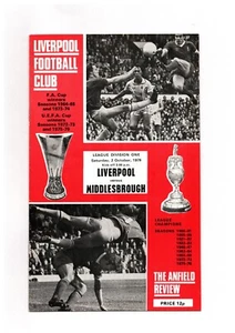 Liverpool v Middlesbrough 1976-1977 Division One 02/10/1976 - Picture 1 of 2