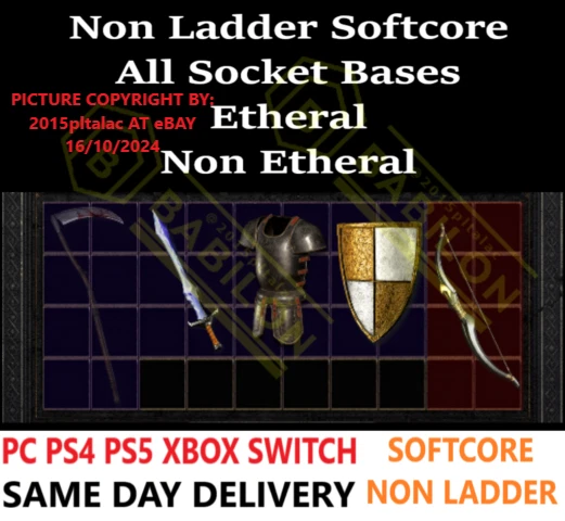 ✅ PC PS4 PS5 XBOX SWITCH✅ NON-LAD All Socket Base Diablo 2 Resurrected Items D2R - Image 1 of 1