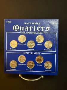 1999 Philadelphia/Denver MINT State Series Quarter Compete Set-DE PA NJ GA CT  - Picture 1 of 3
