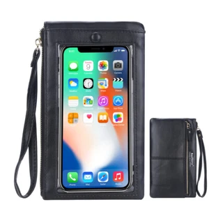 Women Touch Screen Phone Clutch Bag Case Leather Wristlet Zipper Handbag Wallet - Picture 1 of 29