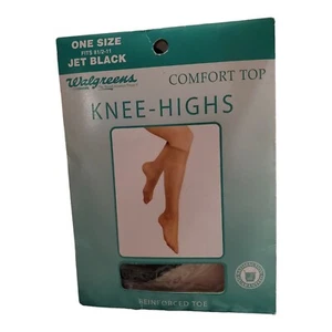 RARO De colección Walgreen's Jet Negro Cómodo Top Hasta la Rodilla Puntera Reforzada Difícil de Encontrar Nuevo de Lote Antiguo - Imagen 1 de 3