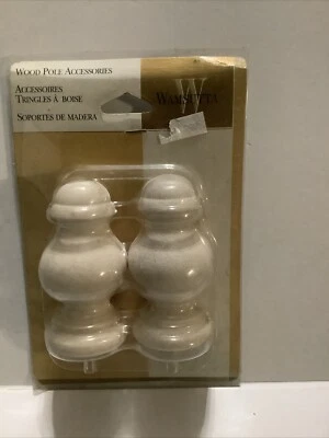 Wamsutta Window Fashions extremidades de poste de madeira acabamento de lavagem branca - Imagem 1 de 2