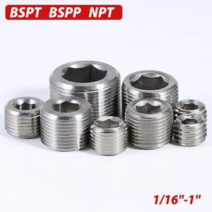 1/16"-1" NPT Male Stainless Steel Countersunk End Plug Internal Hex Head Socket - Picture 1 of 7