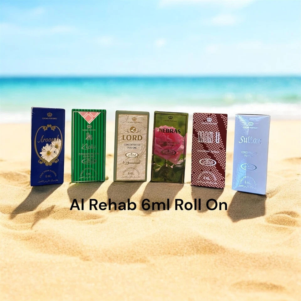 AL REHAB PERFUME'S Roll On 6ML Each/ Concentrated Perfume Attar Buy 3 get 1 Free - Image 1 of 1