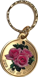 Porte-clés couleur rose un jour à la fois sérénité prière puce pièce AA NA - Photo 1/5