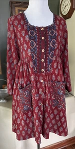 April Cornell Batik Tunika/Kleid Taschen Cottagecore Prarie Boho XXS - Bild 1 von 9