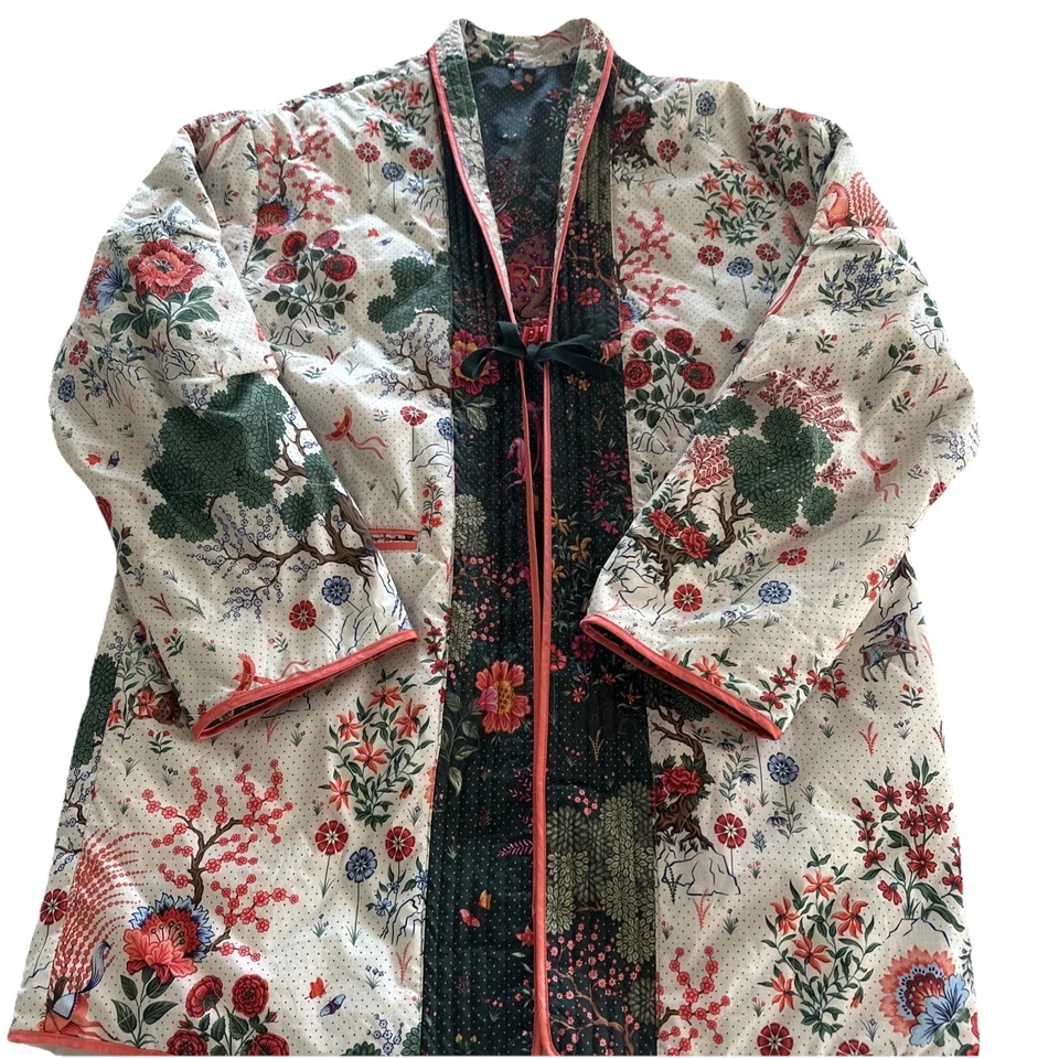 Abrigo PUMA × LIBERTY Kimono Floral Acolchado Verde Crema S Japón Tigre Foto 1 de 4