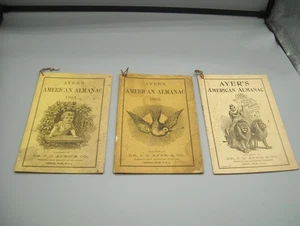 Antique Ayer's American Almanac X3 1884 1885 1896 Booklets Quack Medicine - Picture 1 of 12