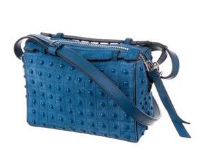 NWT TOD'S Gommino Studded Blue Suede Cross-body/Clutch Handbag Purse - Picture 1 of 12