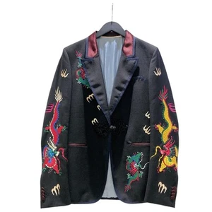 GUCCI Dragon Embroidery Jacket Wool   Silk   Mohair   Rayon Tailored Jacket 44 - Picture 1 of 10