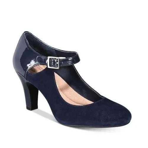 Giani Bernini Womens 7.5 W Navy Blue Velmahl Leather Pumps Heels NIB JO2 - Image 1 of 4