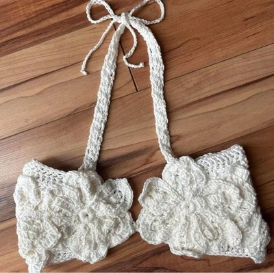 Crochet Floral Top. Cult Gaia Dupe. Handmade Crochet Bikini - Image 1 of 4