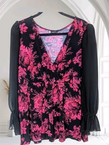 Torrid Chiffon Babydoll transparente Ärmel Ballon Handgelenk Bluse Gr. 2/2X - Bild 1 von 7