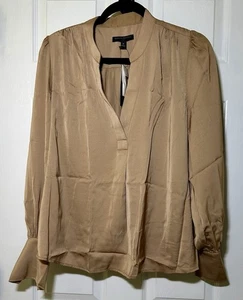 Banana Republic Women's Volume Sleeve in Goldish Brown Silk Blouse Size M - Picture 1 of 6