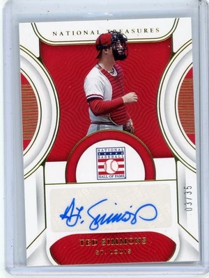 2023 NATIONAL TREASURES TED SIMMONS HALL OF FAME ASSINATURAS LIMPAS AUTOMÁTICAS #/35 - Imagem 1 de 2