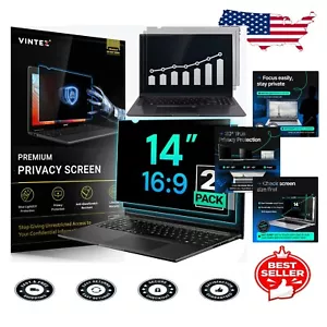 Protective 14 Inch Computer Privacy Filter with Eye Comfort Features - 2 Pack - Picture 1 of 11