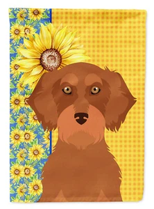 Summer Sunflowers Wirehair Red Dachshund Flag Garden Size WDK5407GF - Picture 1 of 3