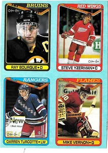 Steve Yzerman, Ray Bourque, Mike Vernon, Darren Turcotte 1990 opc topps caja fondo - Imagen 1 de 1