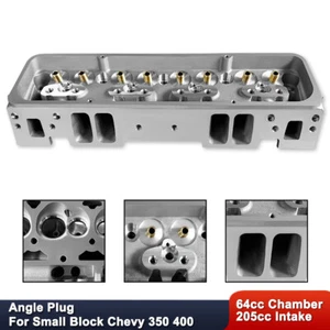 Bare Cylinder Head Aluminum For Chevy Small Block SBC 283 350 400 Angle Plug - Bild 1 von 6