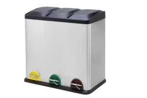 Recycling Bin, 3 x 20 L Triple Kitchen Bin - Picture 1 of 34