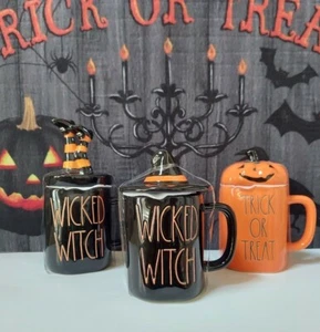 Rae Dunn Halloween By Magenta "WICKED WITCH" Mug with Witch Hat Mug Topper NWT - Picture 1 of 6