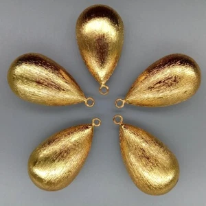 10 PCS Matte Finish Charms Teardrop Shape 22x35mm Charm Connectors Gold Plated - Picture 1 of 6
