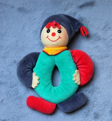 Sterntaler Clown Harlekin Puppe Rassel Kuscheltier Stofftier Vintage Rarität - Bild 1 von 2