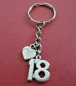 18th Keyring Heart Birthday Number Gift keychain Anniversary Key ring Charm - Picture 1 of 6
