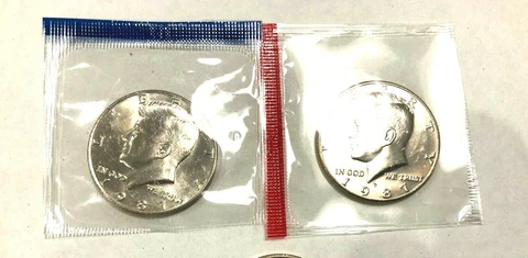 1987 P D  Kennedy Half Dollar In Mint Cello VERY LOW MINTAGE  (2 Coins) Cover